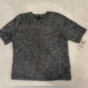 Sweater with silver metallic tinsel